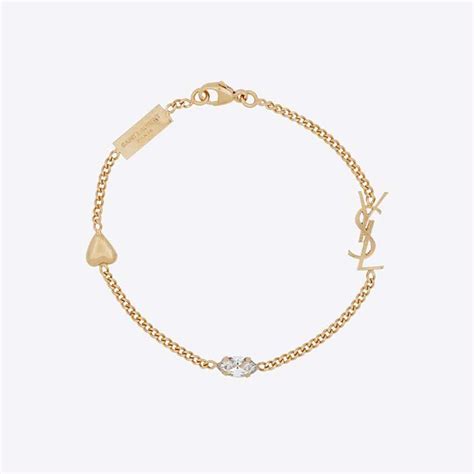 ysl opyum charm bracelet in gold brass|Saint Laurent Opyum heart charm bracelet in metal.